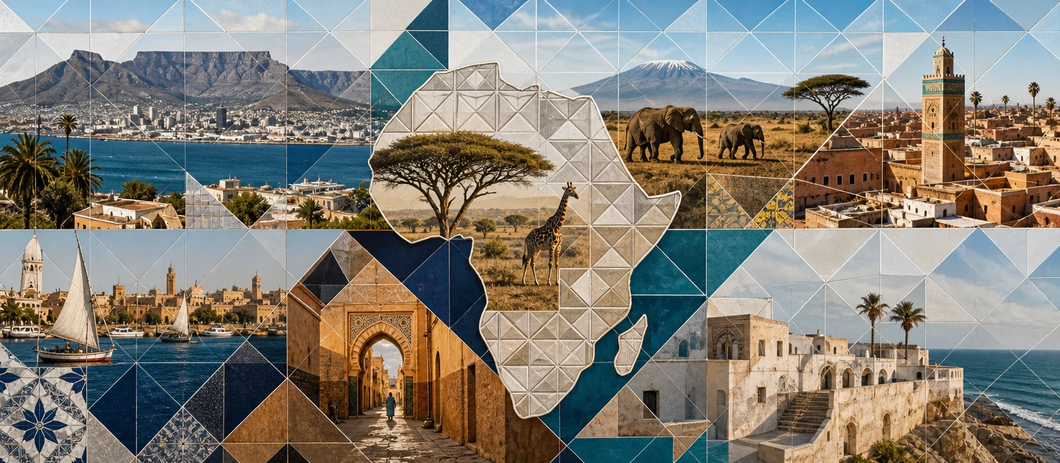 South Africa landmark route: Table Mountain · Cape Town · Garden Route
