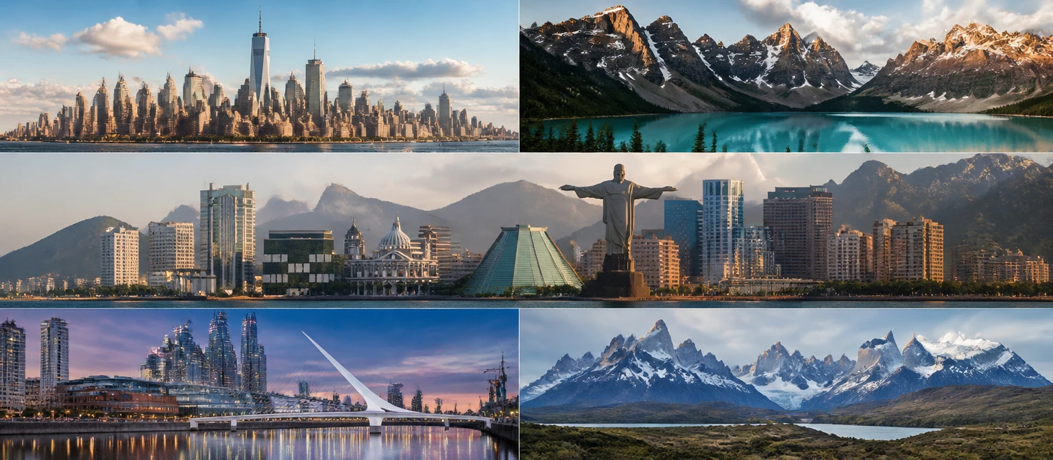 United States landmark route: New York · Grand Canyon · national parks