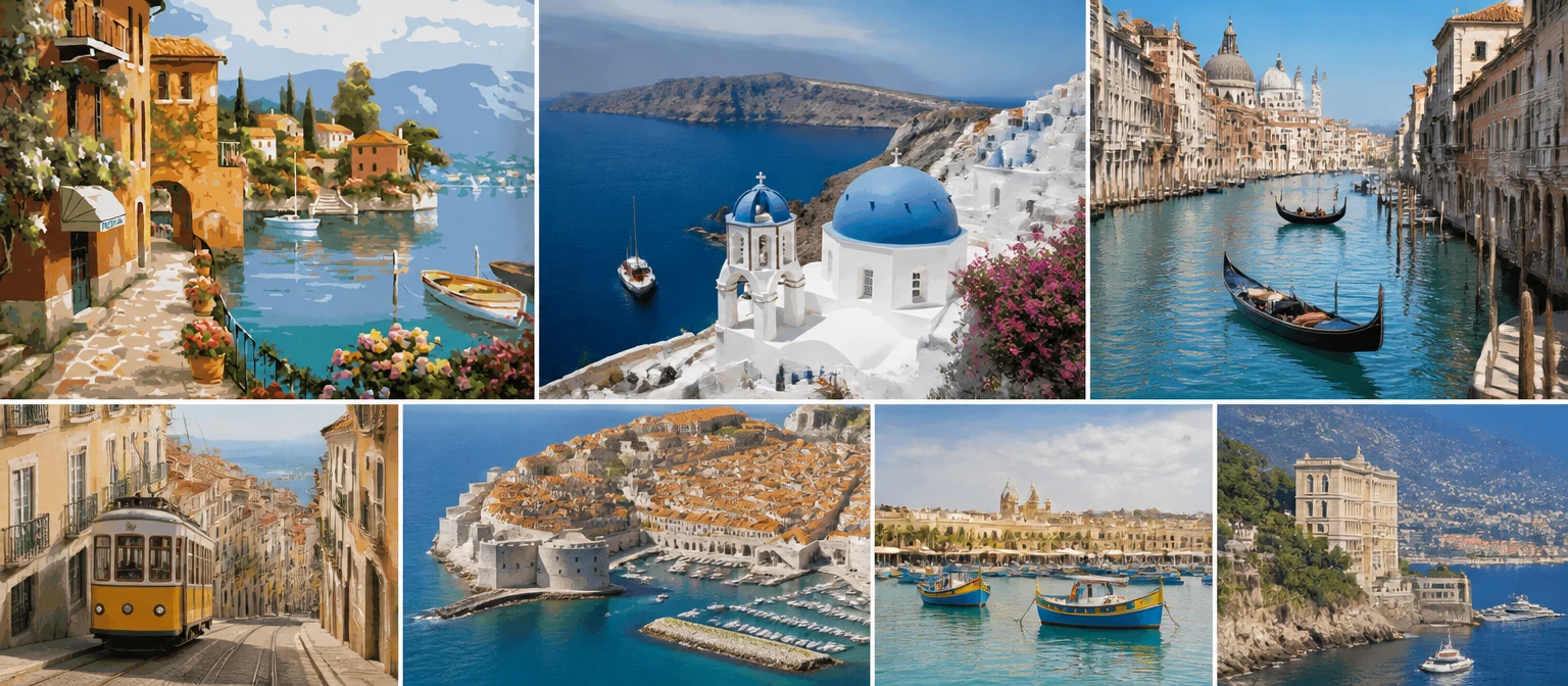 Greece landmark route: Acropolis · Santorini · island routes