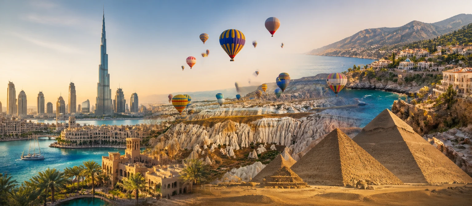 Türkiye landmark route: Cappadocia · Istanbul · Aegean coast